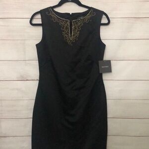 Ellen Tracy Black Sleeveless Dress with Embellishment Size 4
